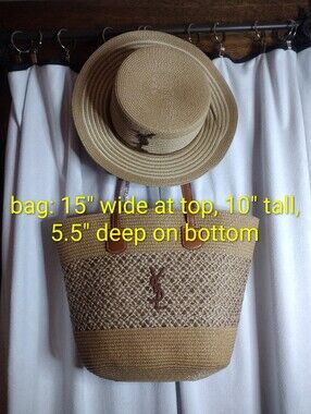 New 2 PC Straw Set: Monogram Bag & Hat